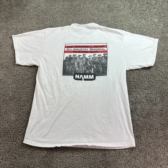 VINTAGE Fernand L Petiot Marching Band Shirt Mens Extra Large White Casual FLAW - Picture 1 of 11